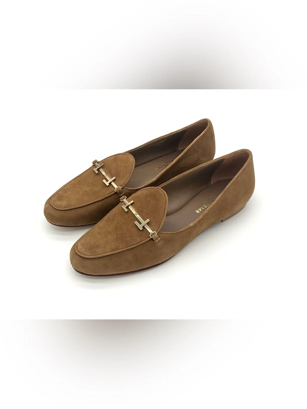NEW Lafayette 148 Gigi Loafer Ashwood Size US 7/ EU 37 Tan Suede Made In Spain
